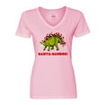 thumbnail image 1 of Inktastic Santa-Saurus Christmas Dinosaur Women's V-Neck T-Shirt, 1 of 5