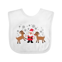 Inktastic Santa and Reindeer for the Holidays Boys or Girls Baby Bib