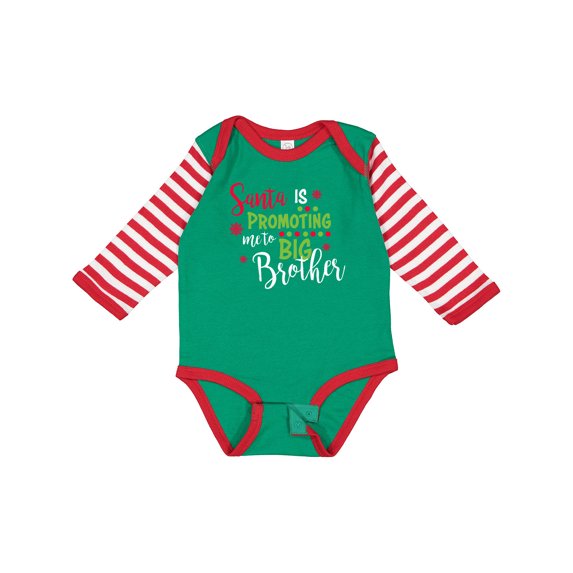 Inktastic Santa is Promoting Me to Big Brother Boys Long Sleeve Baby Bodysuit