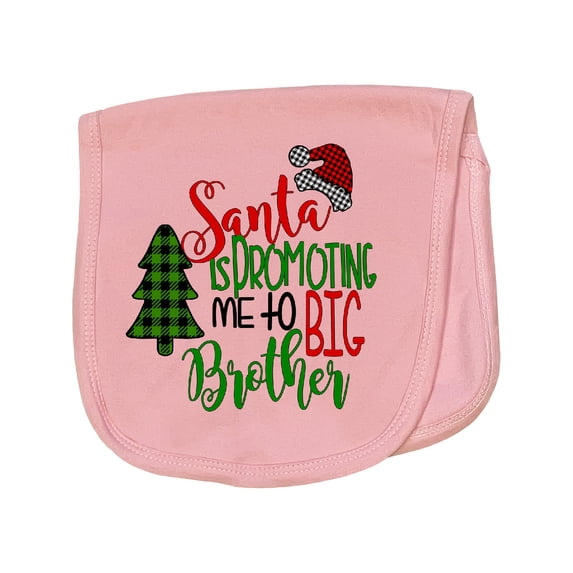 Inktastic Santa is Promoting Me to Big Brother Green Plaid Tree Baby Burp Cloth