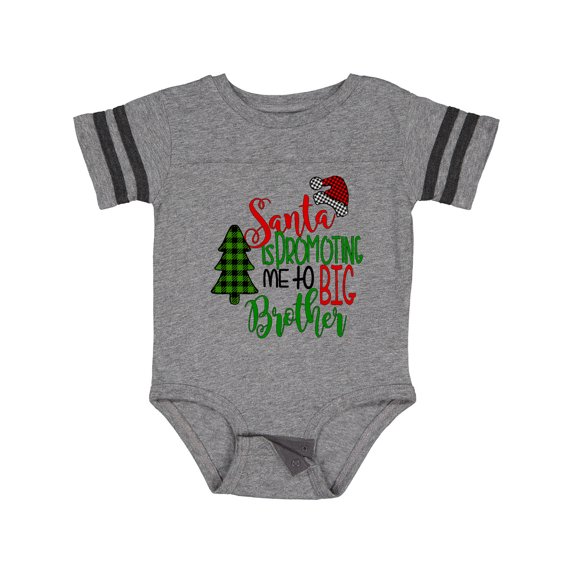 Inktastic Santa is Promoting Me to Big Brother Green Plaid Tree Boys Baby Bodysuit