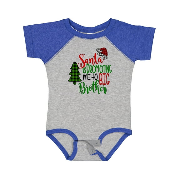 Inktastic Santa is Promoting Me to Big Brother Green Plaid Tree Boys Baby Bodysuit