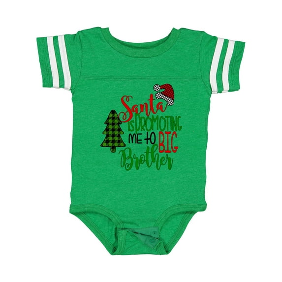 Inktastic Santa is Promoting Me to Big Brother Green Plaid Tree Boys Baby Bodysuit