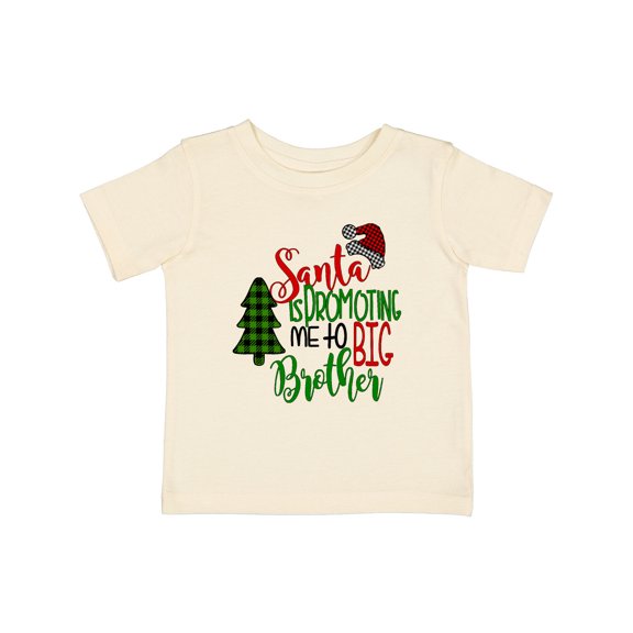 Inktastic Santa is Promoting Me to Big Brother Green Plaid Tree Boys Baby T-Shirt