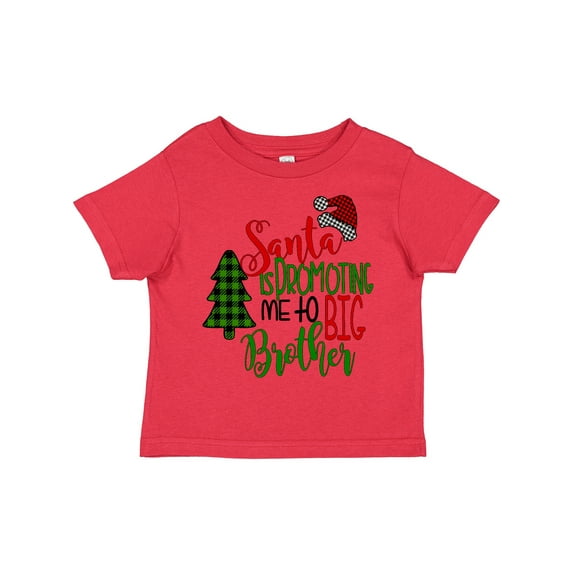 Inktastic Santa is Promoting Me to Big Brother Green Plaid Tree Boys Toddler T-Shirt