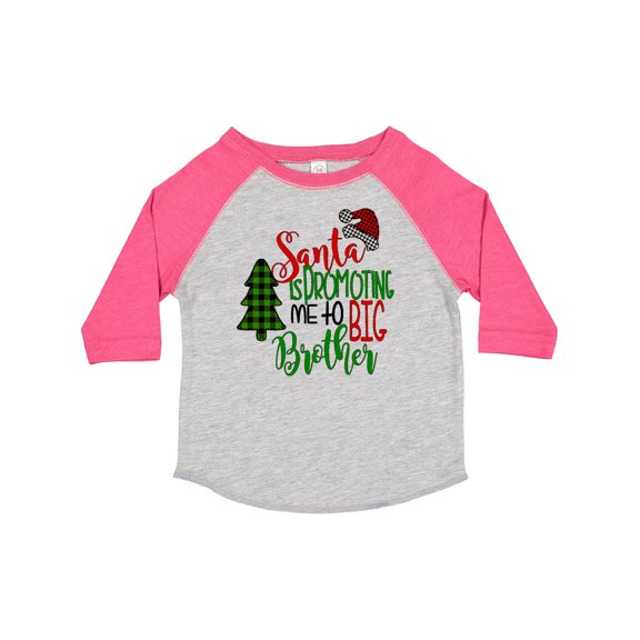 Inktastic Santa is Promoting Me to Big Brother Green Plaid Tree Boys Toddler T-Shirt