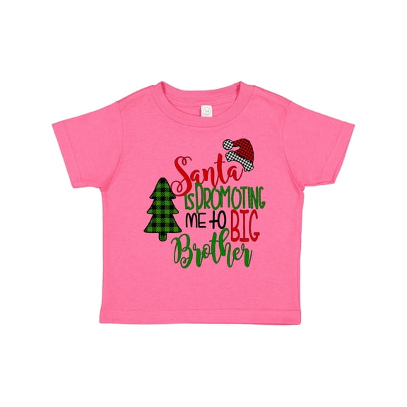 Inktastic Santa is Promoting Me to Big Brother Green Plaid Tree Boys Toddler T-Shirt