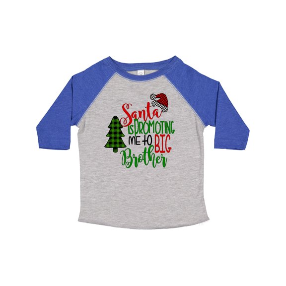 Inktastic Santa is Promoting Me to Big Brother Green Plaid Tree Boys Toddler T-Shirt