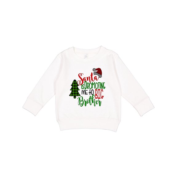Inktastic Santa is Promoting Me to Big Brother Green Plaid Tree Toddler Sweatshirt