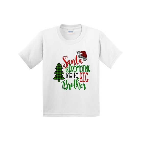 Inktastic Santa is Promoting Me to Big Brother Green Plaid Tree Youth T-Shirt