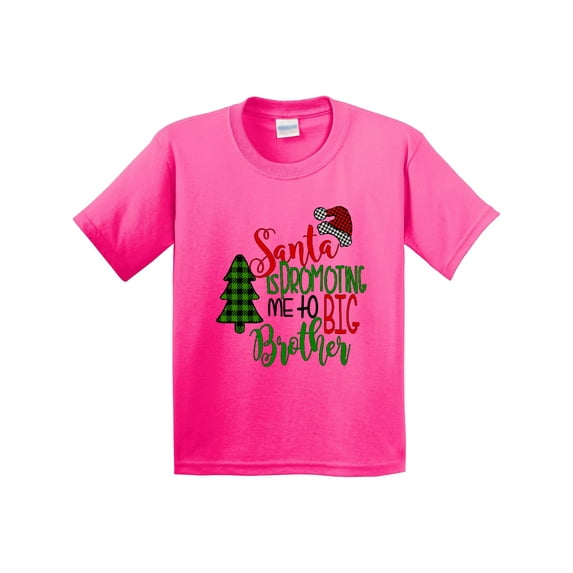 Inktastic Santa is Promoting Me to Big Brother Green Plaid Tree Youth T-Shirt