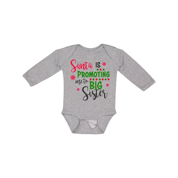Inktastic Santa is Promoting Me to Big Sister Girls Long Sleeve Baby Bodysuit