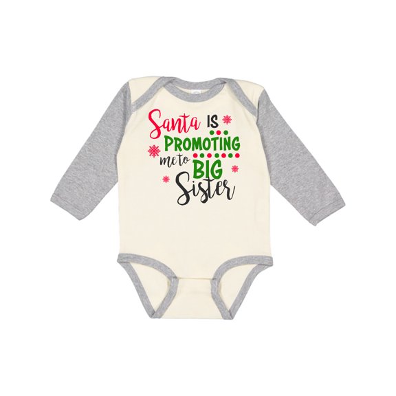 Inktastic Santa is Promoting Me to Big Sister Girls Long Sleeve Baby Bodysuit