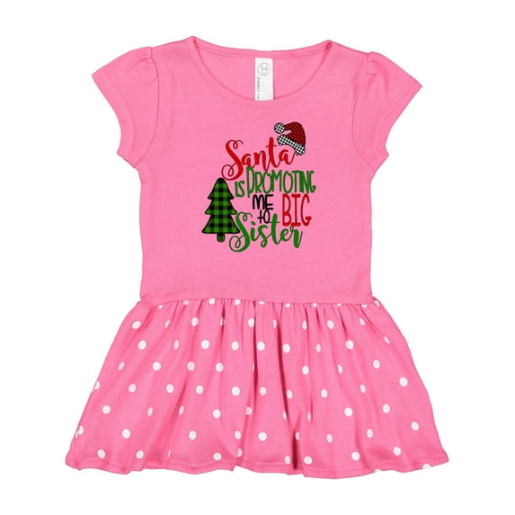 Inktastic Santa is Promoting Me to Big Sister Green Plaid Tree Gift Baby Girl Dress