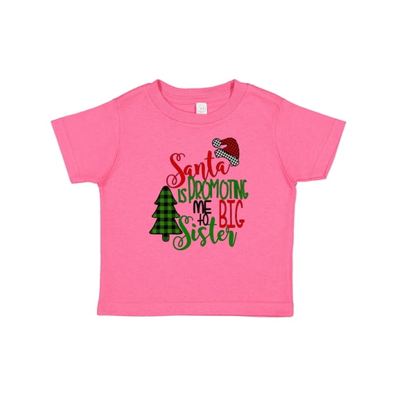 Inktastic Santa is Promoting Me to Big Sister Green Plaid Tree Girls Baby T-Shirt