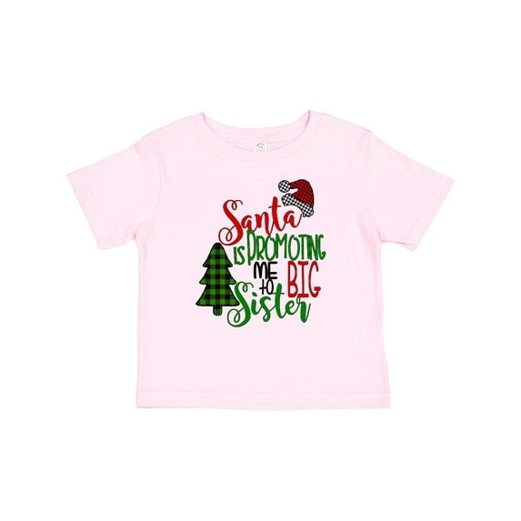 Inktastic Santa is Promoting Me to Big Sister Green Plaid Tree Girls Baby T-Shirt
