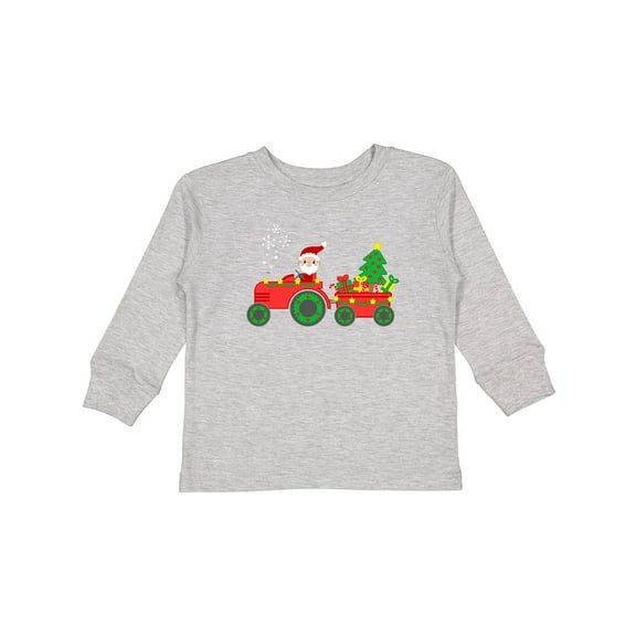 Inktastic Santa on Christmas Tractor Boys or Girls Long Sleeve Toddler T-Shirt