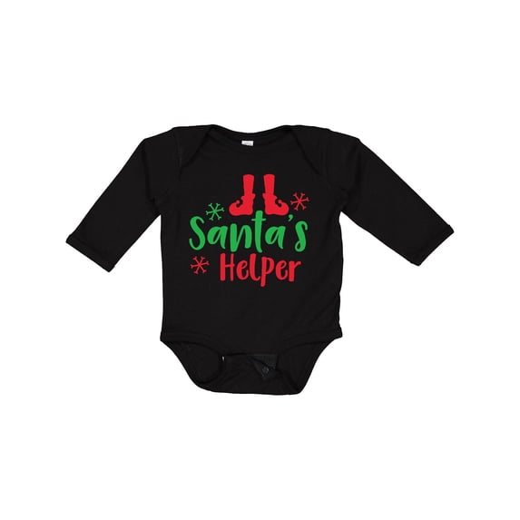 Inktastic Santa's Helper, Elf Shoes, Christmas - Red Green Boys or Girls Long Sleeve Baby Bodysuit