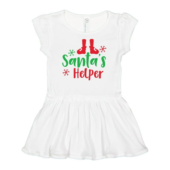 Inktastic Santa's Helper, Elf Shoes, Christmas - Red Green Girls Baby Dress