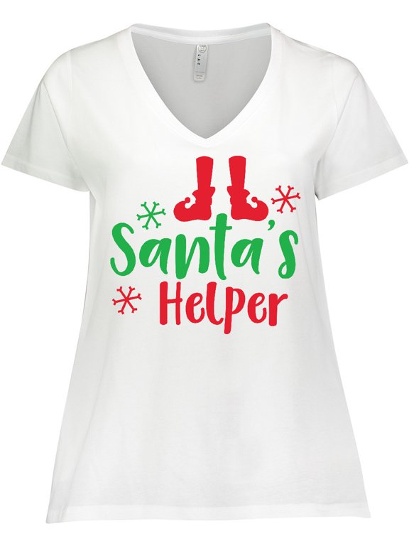 Santa's Helper, Elf Shoes, Christmas - Red Green Women's Plus Size V-Neck T-Shirt