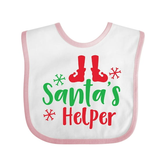 Inktastic Santa's Helper, Elf Shoes, Snowflakes, Christmas Boys or Girls Baby Bib