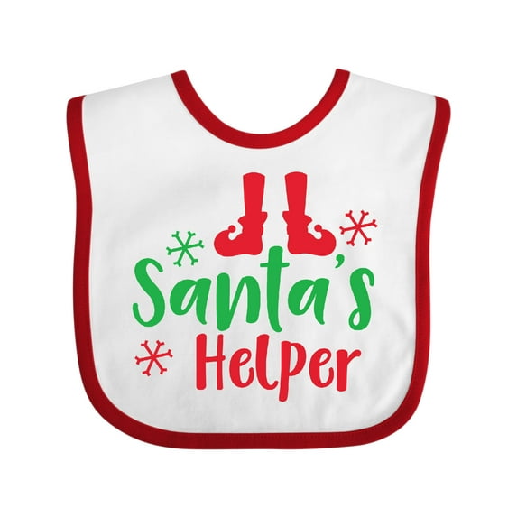 Inktastic Santa's Helper, Elf Shoes, Snowflakes, Christmas Boys or Girls Baby Bib