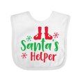 thumbnail image 1 of Inktastic Santa's Helper, Elf Shoes, Snowflakes, Christmas Boys or Girls Baby Bib, 1 of 4