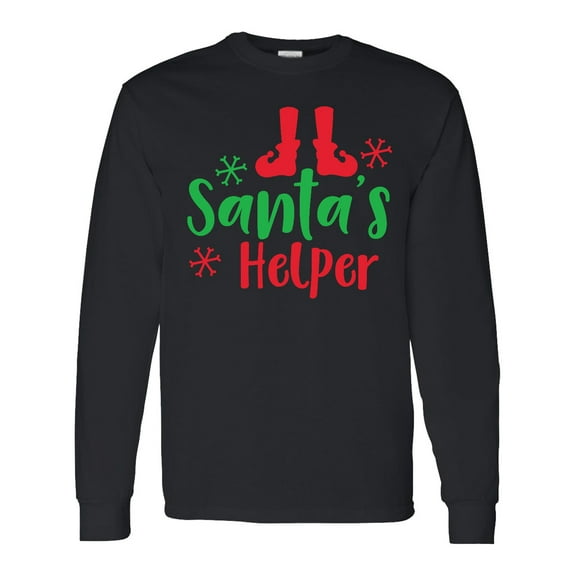Inktastic Santa's Helper, Elf Shoes, Snowflakes, Christmas Long Sleeve T-Shirt