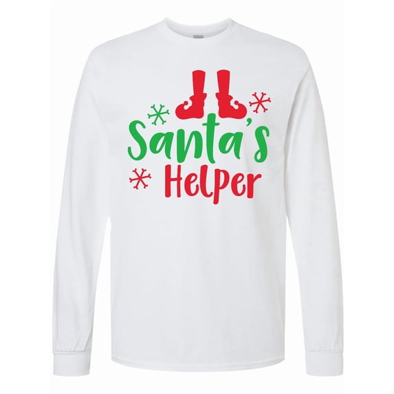 Inktastic Santa's Helper, Elf Shoes, Snowflakes, Christmas Long Sleeve T-Shirt