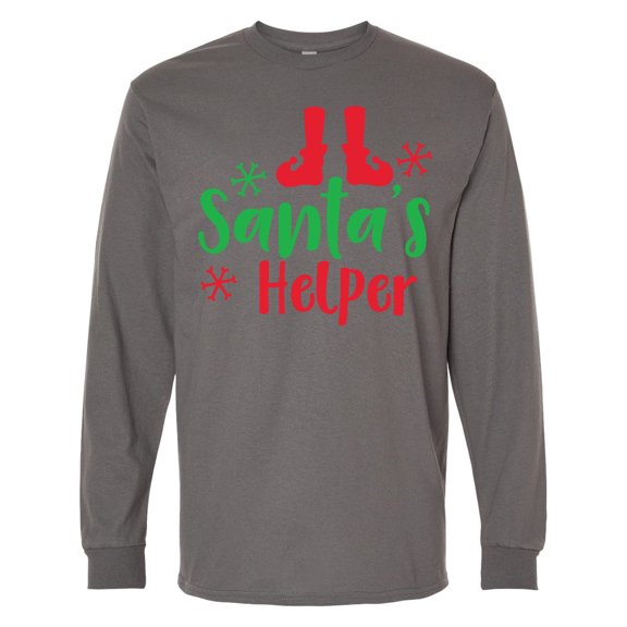 Inktastic Santa's Helper, Elf Shoes, Snowflakes, Christmas Long Sleeve T-Shirt