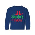 thumbnail image 1 of Inktastic Santa's Helper, Elf Shoes, Snowflakes, Christmas Long Sleeve Youth T-Shirt, 1 of 4