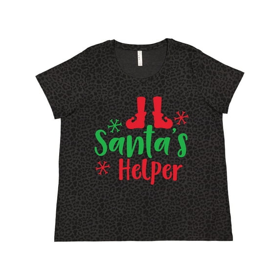 Inktastic Santa's Helper, Elf Shoes, Snowflakes, Christmas Women's Plus Size T-Shirt