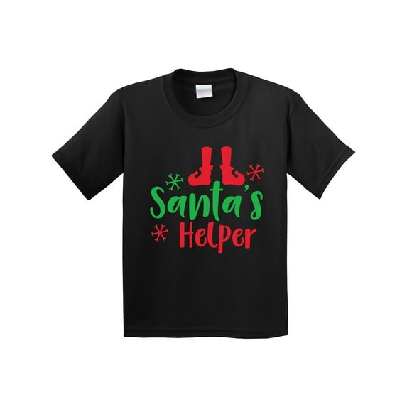 Inktastic Santa's Helper, Elf Shoes, Snowflakes, Christmas Youth T-Shirt