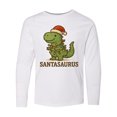 thumbnail image 1 of Inktastic Santasaurus Dinosaur Christmas Lights Long Sleeve Youth T-Shirt, 1 of 5
