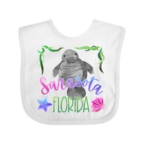 Inktastic Sarasota Florida Cute Swimming Manatee Boys or Girls Baby Bib