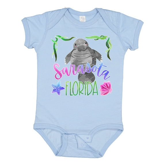 Inktastic Sarasota Florida Cute Swimming Manatee Boys or Girls Baby Bodysuit