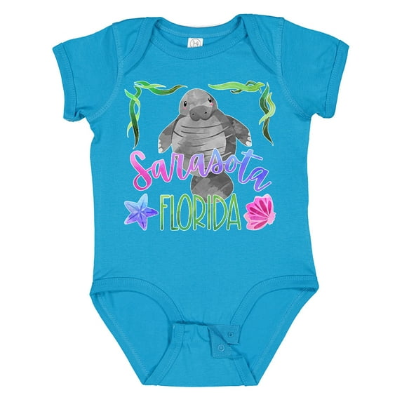 Inktastic Sarasota Florida Cute Swimming Manatee Boys or Girls Baby Bodysuit