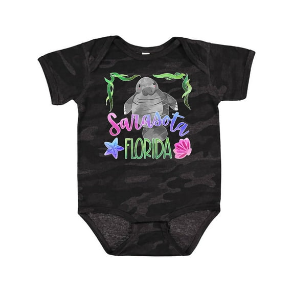 Inktastic Sarasota Florida Cute Swimming Manatee Boys or Girls Baby Bodysuit