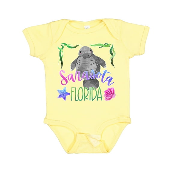 Inktastic Sarasota Florida Cute Swimming Manatee Boys or Girls Baby Bodysuit
