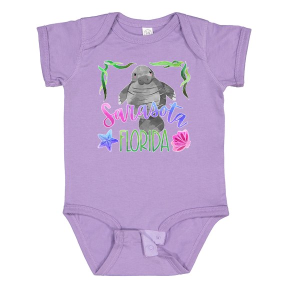 Inktastic Sarasota Florida Cute Swimming Manatee Boys or Girls Baby Bodysuit