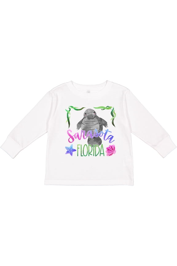 Sarasota Florida Cute Swimming Manatee Boys or Girls Long Sleeve Toddler T-Shirt