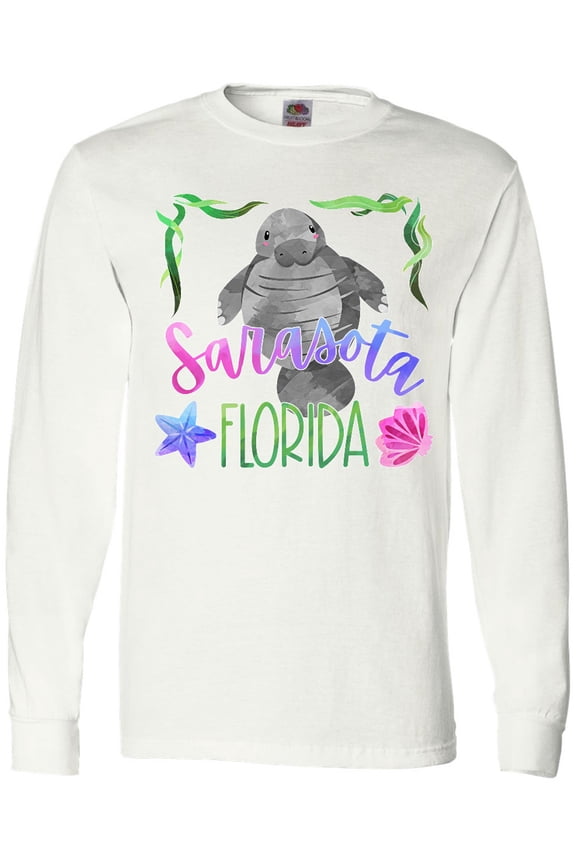 Sarasota Florida Cute Swimming Manatee Long Sleeve T-Shirt