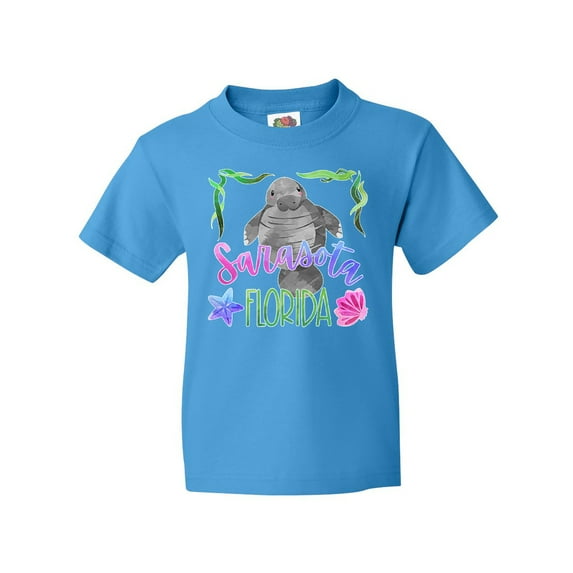 Inktastic Sarasota Florida Cute Swimming Manatee Youth T-Shirt