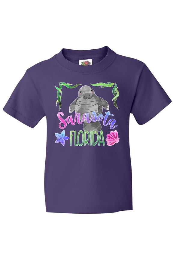 Sarasota Florida Cute Swimming Manatee Youth T-Shirt