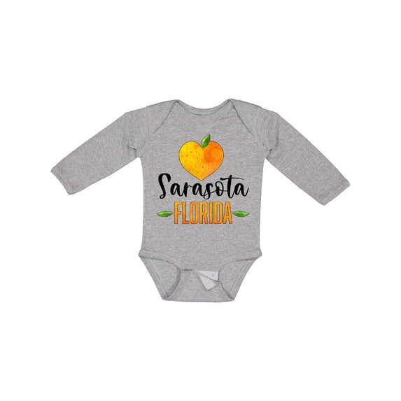 Inktastic Sarasota Florida Orange in Heart Boys or Girls Long Sleeve Baby Bodysuit