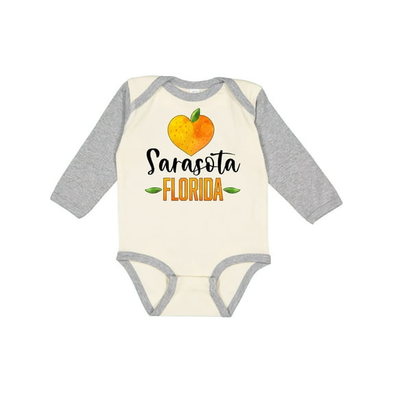 Inktastic Sarasota Florida Orange in Heart Boys or Girls Long Sleeve Baby Bodysuit