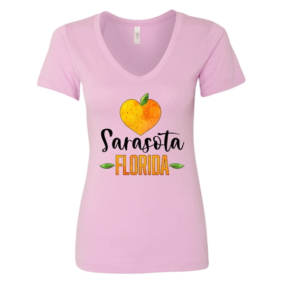 Inktastic Sarasota Florida Orange in Heart Women's V-Neck T-Shirt
