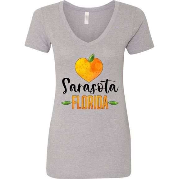 Inktastic Sarasota Florida Orange in Heart Women's V-Neck T-Shirt