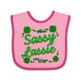 thumbnail image 1 of Inktastic Sassy Lassy with Green 4 Leaf Clovers Boys or Girls Baby Bib, 1 of 4