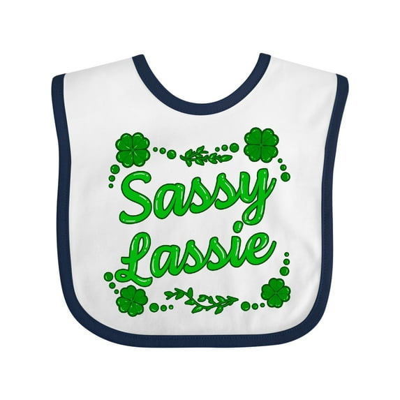 Inktastic Sassy Lassy with Green 4 Leaf Clovers Boys or Girls Baby Bib